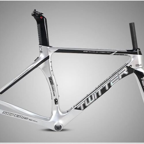 Carbon Road Bikes Frame with Fork EPS C Brake Road Racing Frame BB86 Bicycles Frame 46/48/50/52/54cm Quick Release F100/R130mm，for 700C Wheel (Color : Silver, Size : 48CM)