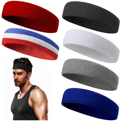 ChezMax 6PCS Moisture Wicking Headbands and Sweatbands for Men's Sports, Tennis, Basketball, Running, Working, Gym