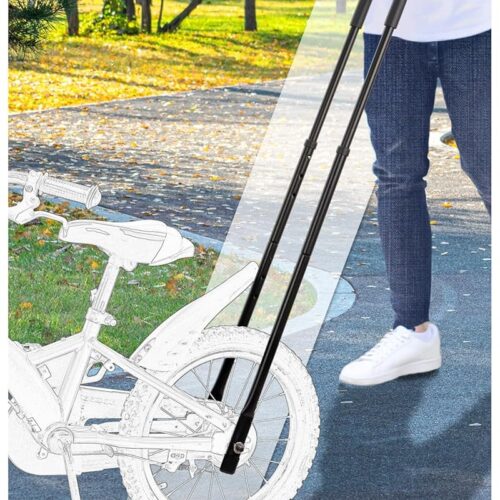 Children's Cycling Bike Safety Trainer Handle | Ergonomic Push Bar, 6 Heights Adjustable, Easy Install, Durable High Carbon Steel for Over 5'7''