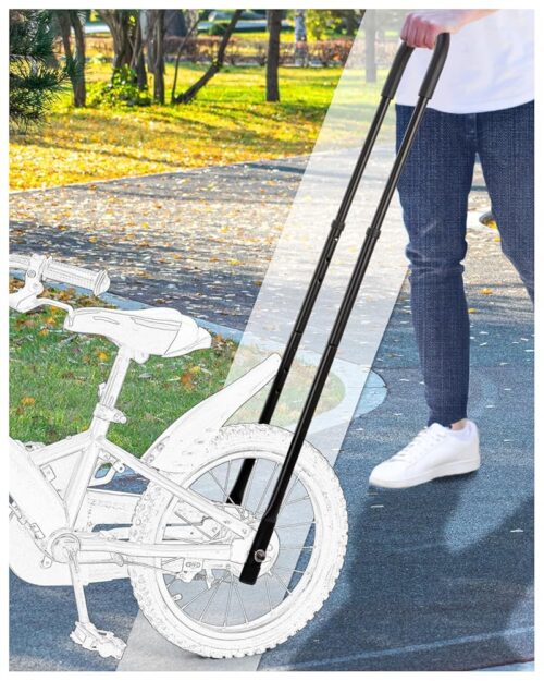 Children's Cycling Bike Safety Trainer Handle | Ergonomic Push Bar, 6 Heights Adjustable, Easy Install, Durable High Carbon Steel for Over 5'7''