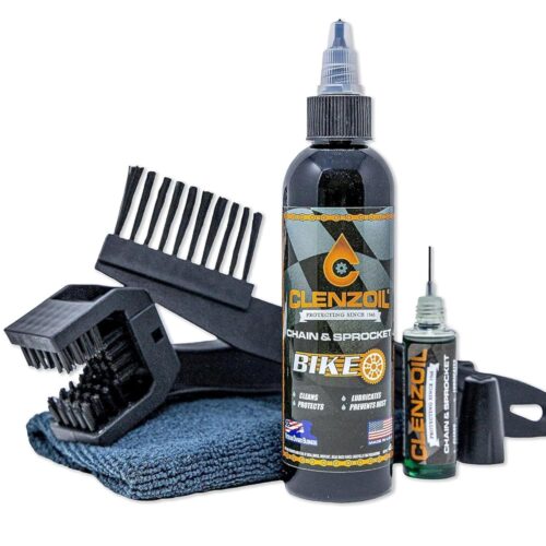 Clenzoil Chain & Sprocket Bike Chain Cleaning Oil & Tool Kit | Cleaner Lubricant Protectant [CLP] | Bike Chain Cleaner + Chain Lube in One | 4 oz Bottle, 0.5 oz Needle,...