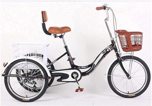 Comfort Three-Wheeled Bicycles for Seniors Tricycle for Adult Seniors Women Men 1 Speed 3-Wheel Bike Trike with Shopping Basket Three Wheeled Recumbent Bicycle