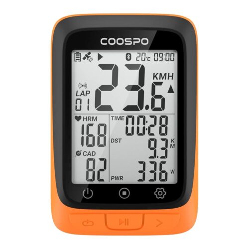 COOSPO Bike Computer Wireless GPS, Cycling Computer GPS Bike Tracker with Bluetooth/ANT+, Waterproof Bicycle Computer GPS Speedometer with Auto Backlight, 2.4 inch LCD Display