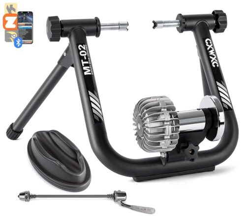 CXWXC Smart Bike Trainer - Fluid Bike Trainer Stand for 26-29” or 700c Wheel - Fluid Stationary Noise Reduction Bicycle Stationary Stand Compatible with Zwift App
