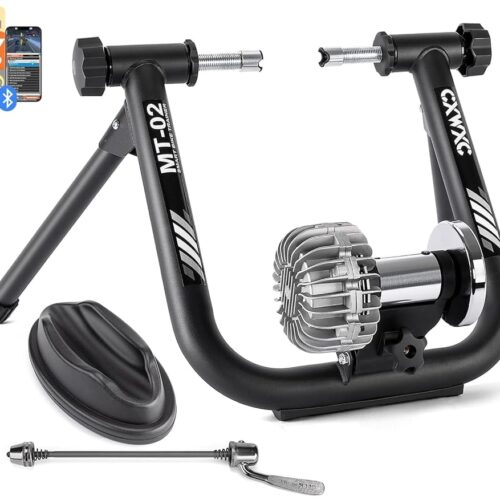 CXWXC Smart Bike Trainer - Fluid Bike Trainer Stand for 26-29” or 700c Wheel - Fluid Stationary Noise Reduction Bicycle Stationary Stand Compatible with Zwift App