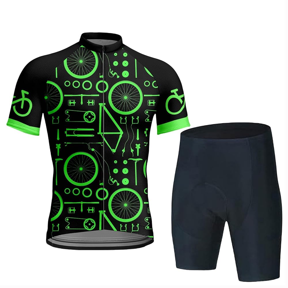 Cycling Jersey Men Set Bib Shorts Set Road Bike Jersey Zipper Pocket Short Sleeves Cycling Kits Bib Shorts 9D Gel Pad