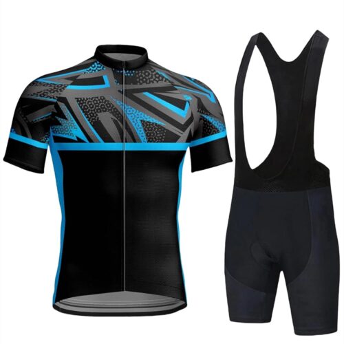 Cycling Jersey Men Set Bib Shorts Set Road Bike Jersey Zipper Pocket Short Sleeves Cycling Kits Bib Shorts 9D Gel Pad