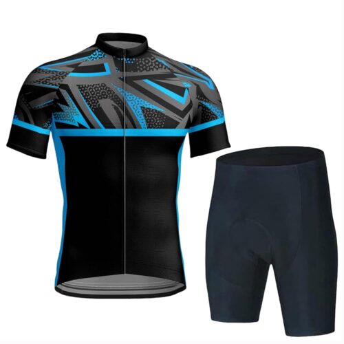 Cycling Jersey Men Set Bib Shorts Set Road Bike Jersey Zipper Pocket Short Sleeves Cycling Kits Bib Shorts 9D Gel Pad