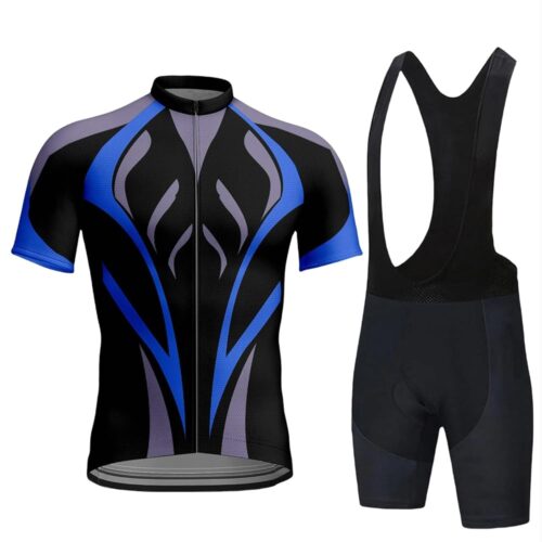 Cycling Jersey Men Set Bib Shorts Set Road Bike Jersey Zipper Pocket Short Sleeves Cycling Kits Bib Shorts 9D Gel Pad