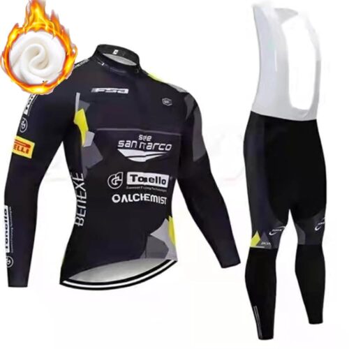 Cycling Sleeve Jersey Suit Mens 4D Padded Pants,Fleece Cycling Set,Reflective Windproof Jacket,3 Pockets