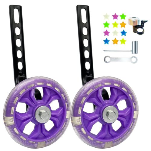 DDJKCZ Bike Training Wheels Flash Mute Big Wheel Compatible for 12 14 16 18 20 inch Single Speed Bicycle (purple)