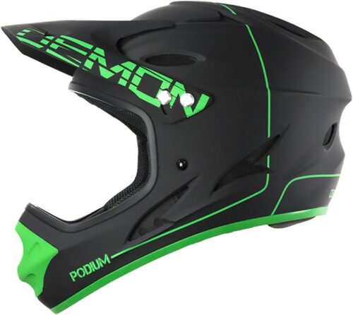 Demon United Podium Full Face Helmet Black/Green Lrg