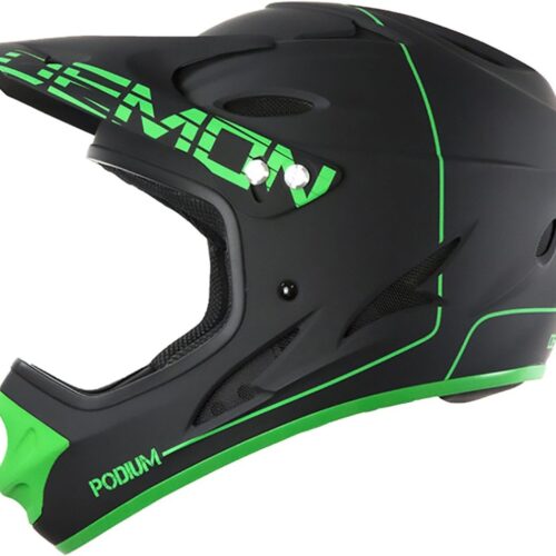 Demon United Podium Full Face Helmet Black/Green Lrg