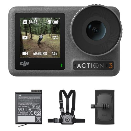 DJI Osmo Action 3 Outdoor Combo - 4K/120fps Action Camera with Chest & Backpack Strap Mount for Hiking and Cycling, Super-Wide FOV, HorizonSteady, Cold Resistant & Up to 320...