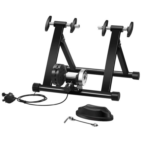 DORTALA Indoor Bike Trainer Stand, Portable Steel Trainer Stand w/ 8 Levels Resistance, Cycling Training Stand w/Fluid Flywheel for 26-28 Inch Mountain/Road Bike, Quick Release...