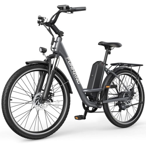 Electric Bike for Adults, 1000W Peak Ebike, 21.7MPH 50Miles City Cruiser Ebikes, 26" Step Thru Electric Bicycle with 48V Removable Battery, Adjustable Stem, Rear Rack, Front...