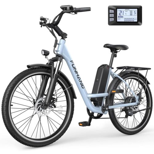 Electric Bike for Adults, 1000W Peak Ebike, 21.7MPH 50Miles City Cruiser Ebikes, 26" Step Thru Electric Bicycle with 48V Removable Battery, Adjustable Stem, Rear Rack, Front...