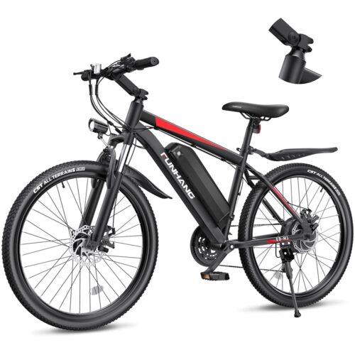 Electric Bike for Adults, 26'' 1000W Peak Ebike, Up to 50 Miles 21.7MPH Electric Mountain Bike with 48V 374.4WH Removable Battery, Adjustable Stem, Fenders, Lockable Suspension...