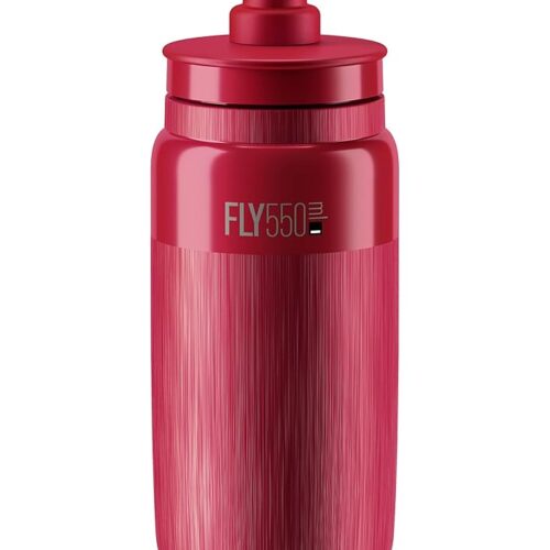 Elite Fly 550ml Water Bottle, Amaranth with Tex Grip – Lightweight and Ergonomic for Cyclists