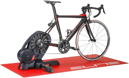 Elite Training Mat – Vibration Dampening and Protective Mat for Indoor Cycling, Red with White Logo