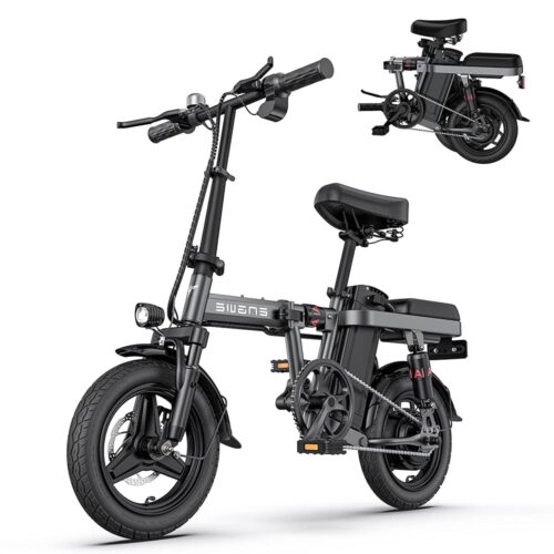 ENGWE Folding Electric Bike for Adults Teens, 14" Fat Tire City Commuter Ebike, Mini Electric Bicycle with 350W (Peak 600W) Motor 48V 10AH Removable Battery Max 20MPH 37Miles