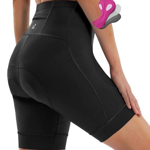 Ewedoos Padded Bike Shorts Women 4D Padding Cycling Shorts with Pockets for Long Distance Riders Biking Bicycle Shorts Women