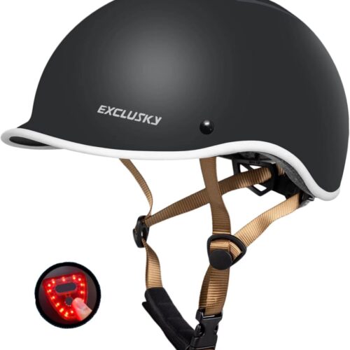 Exclusky Bike Helmet for Adults,Adjustable Cycling Helmet for Men & Women,Bicycle Helmet for Commuting,Road Biking, Skating with USB Rechargeable Rear Light