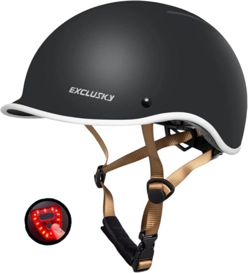 Exclusky Bike Helmet for Adults,Adjustable Cycling Helmet for Men & Women,Bicycle Helmet for Commuting,Road Biking, Skating with USB Rechargeable Rear Light