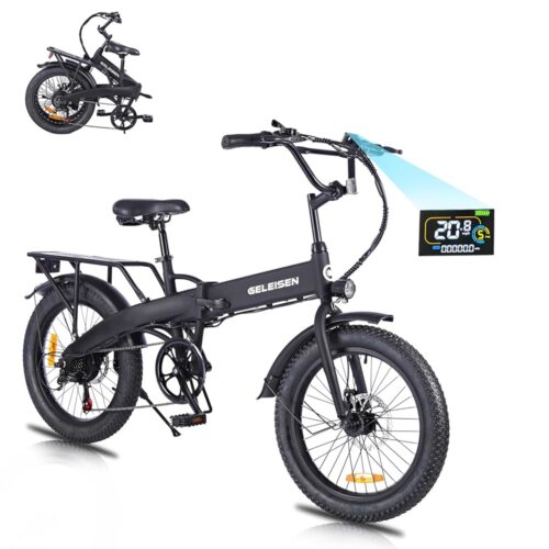 Folding Electric Bike for Adults, 20"×3.0 Fat Tire Electric Bicycle, 280.8Wh Battery Ebike, 20MPH Electric Cargo Bike with LCD Color Display & 6 Speed Gears (Fits for 5'0"+)