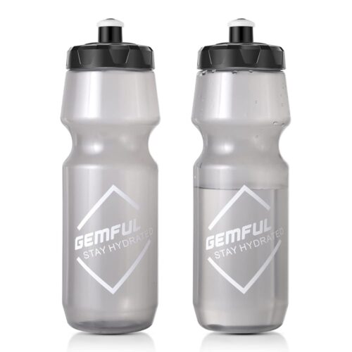 GEMFUL Water Bottle BPA Free Reusable Bike Gym Fitness Clear Squirt Bottles 24oz 2 pack