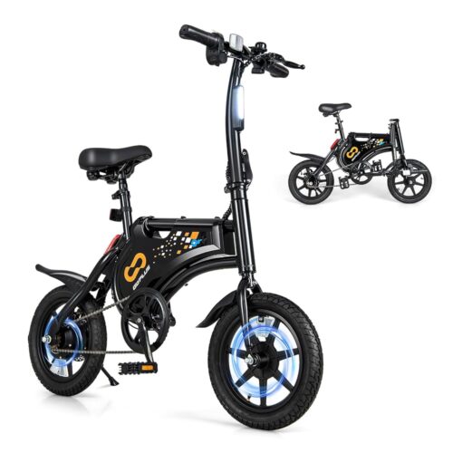 Goplus Electric Bike for Adults, 14” Folding Electric Bicycle w/ 350W Motor, 36V Battery, Twist Throttle, Adjustable Saddle, Waterproof City Cruiser Mini E-Bike with Cruise...