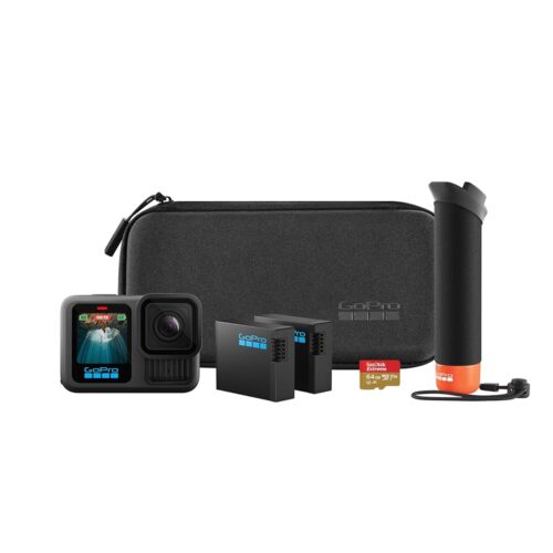 GoPro HERO13 Black Accessory Bundle - Includes The Handler, 2 Enduro Batteries, 2 Curved Adhesive Mounts, 64GB SanDisk MicroSD Card, and Carrying Case