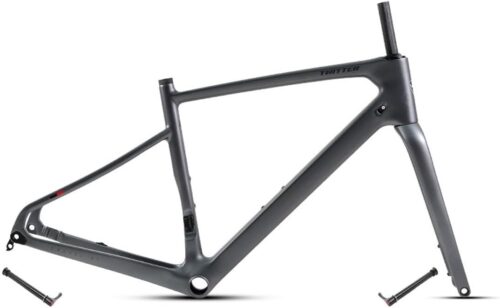 Gravel Road Bike Frameset Carbon 700C 45/48/51/54CM Disc Brake Frame Front 12x100mm Rear 12x142mm Thru Axle Frame Internal Routing Lightweight (Color : Dark Gray, Size : 54CM)