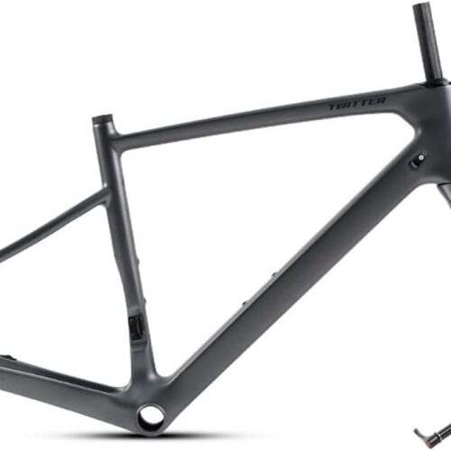 Gravel Road Bike Frameset Carbon 700C 45/48/51/54CM Disc Brake Frame Front 12x100mm Rear 12x142mm Thru Axle Frame Internal Routing Lightweight (Color : Dark Gray, Size : 54CM)