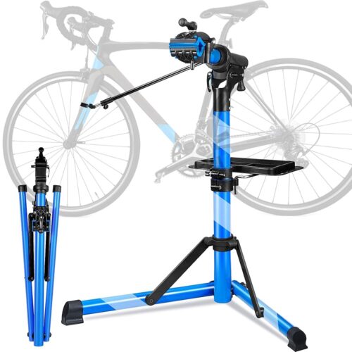 Heavy Duty Bike Repair Stand (Max 110 lbs) - Portable Bicycle Stand Maintenance Workstand Aluminum Made For Electric Bikes, MTBs, Heavy Step Through E Bikes