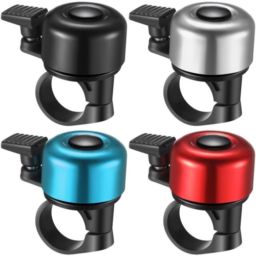 Hestya 4 Pieces Bike Bells, Bicycle Bells for Mountain Bike Handlebars Loud Crisp Clear Aluminum Bike Bell Road Bike Ring Bell with Screwdriver for Adults Kids Boys Girls