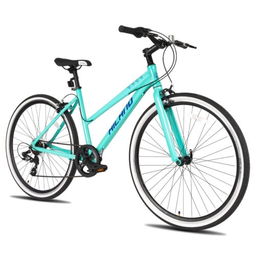 Hiland Mens and Womens Hybrid Bike, Step-Over or Step-Through Frame, 700C Wheels Urban Commuter Bike, 7 Speeds Road Bicycle for Adult