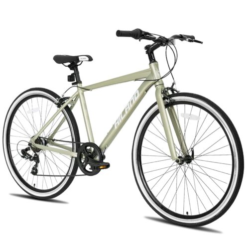 Hiland Mens and Womens Hybrid Bike, Step-Over or Step-Through Frame, 700C Wheels Urban Commuter Bike, 7 Speeds Road Bicycle for Adult