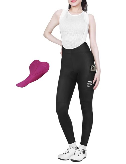 INBIKE 3D Padded Cycling Bib Pants for Women, High Waist Breathable Quick Dry Bib Tights, Lightweight Elastic with Pocket