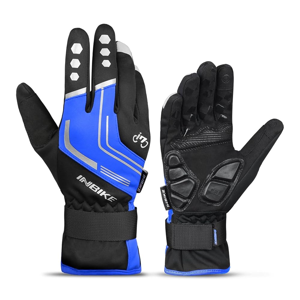 INBIKE Cycling Gloves for Men Winter Windproof Reflective Thermal Gel Pads Touch Screen