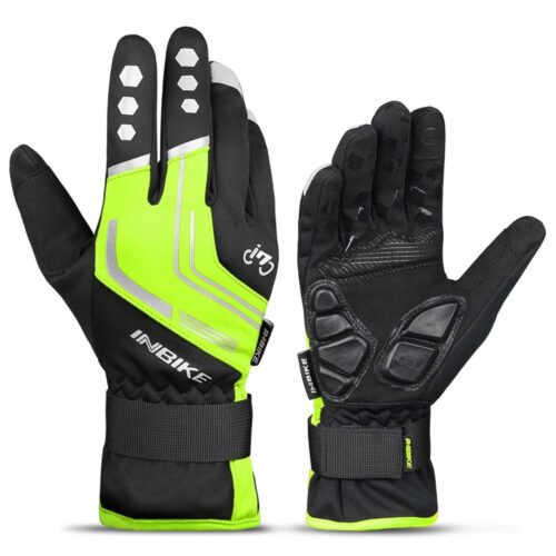 INBIKE Cycling Gloves for Men Winter Windproof Reflective Thermal Gel Pads Touch Screen