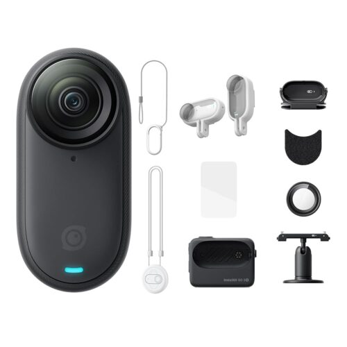 Insta360 GO 3S - 128 GB Action Bundle Black 4K Tiny Portable Vlogging Camera, Hands-Free POVs, Mount Anywhere, Stabilization, 140 Min Battery Life, 10m Waterproof, Pet POV