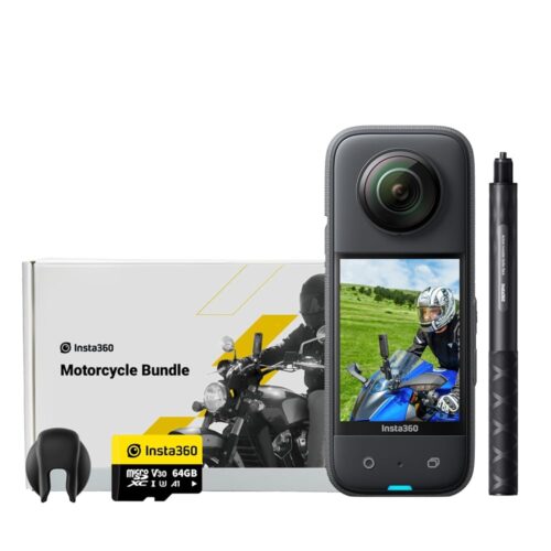 Insta360 X3 Motorcycle Kit (New Version) - Waterproof 360 Action Camera with 1/2" 48MP Sensors, 5.7K 360 Active HDR Video, 72MP 360 Photo, 4K Single-Lens, 60fps Me Mode,...