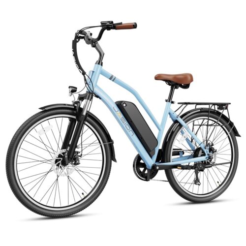 Jasion CB1 Electric Bike for Adults, 1000W Motor Peak Ebike, 450Wh Removeable Battery, 26'' City Cruiser Bicycle, 22 MPH Commuter Women Ebike, 7-Speed Gear