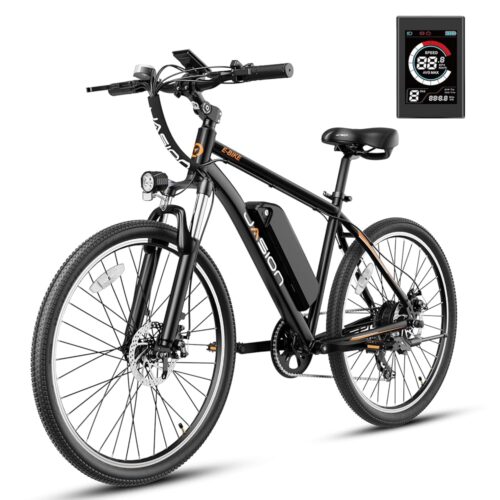 Jasion EB5 Electric Bike for Adults with Peak 500W Brushless Motor, 40Miles 20MPH Commuting Electric Mountain Bike with 360Wh Removable Battery, 7-Speed, 26" Tires and Front...