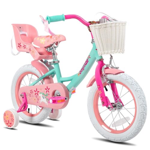 JOYSTAR Unicorn Kids Bike for Girls Ages 2-9 Years Old, 12 14 16 18 Inch Kids Bike with Training Wheels, Doll Seat, Streamers and Basket, Toddler Girls Bike, Multiple Colors