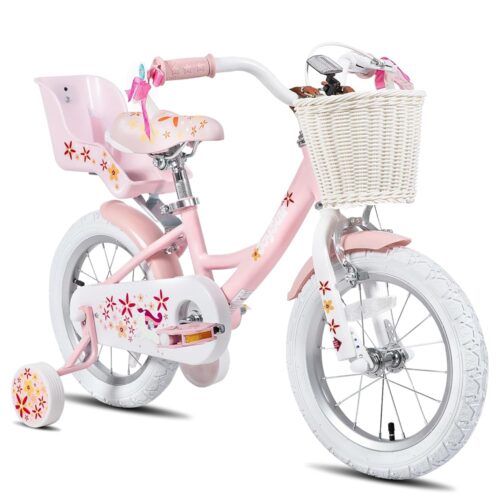 JOYSTAR Unicorn Kids Bike for Girls Ages 2-9 Years Old, 12 14 16 18 Inch Kids Bike with Training Wheels, Doll Seat, Streamers and Basket, Toddler Girls Bike, Multiple Colors