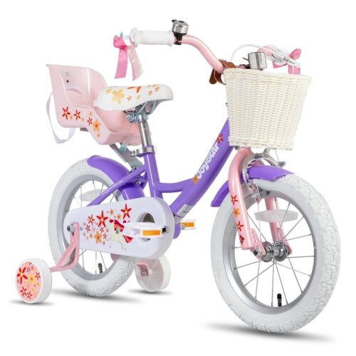 JOYSTAR Unicorn Kids Bike for Girls Ages 2-9 Years Old, 12 14 16 18 Inch Kids Bike with Training Wheels, Doll Seat, Streamers and Basket, Toddler Girls Bike, Multiple Colors