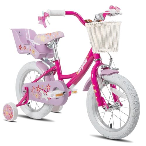 JOYSTAR Unicorn Kids Bike for Girls Ages 2-9 Years Old, 12 14 16 18 Inch Kids Bike with Training Wheels, Doll Seat, Streamers and Basket, Toddler Girls Bike, Multiple Colors