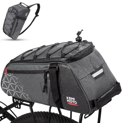 KEMIMOTO Bike Bag Rear Rack Bag Bicycle Trunk Bag, PVC Waterproof Bicycle Pannier Bike Saddle Bag for Universal Road Mountain Bike, 8L Bag for Grocery Shopping Commuter Cycling,...